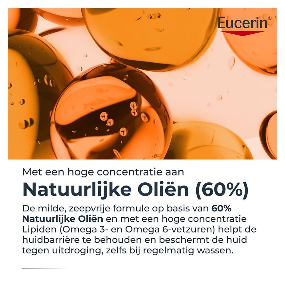 Eucerin AtopiControl Badolie met 60% natuurlijke oliën.
