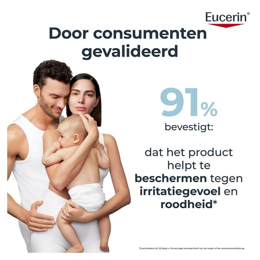 Familie met baby, Eucerin AtopiControl Badolie gevalideerd door consumenten.