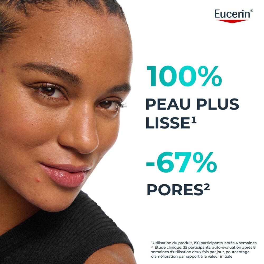 Tube et emballage Eucerin DermoPure Clinical Gel Oil Control, non comédogène.