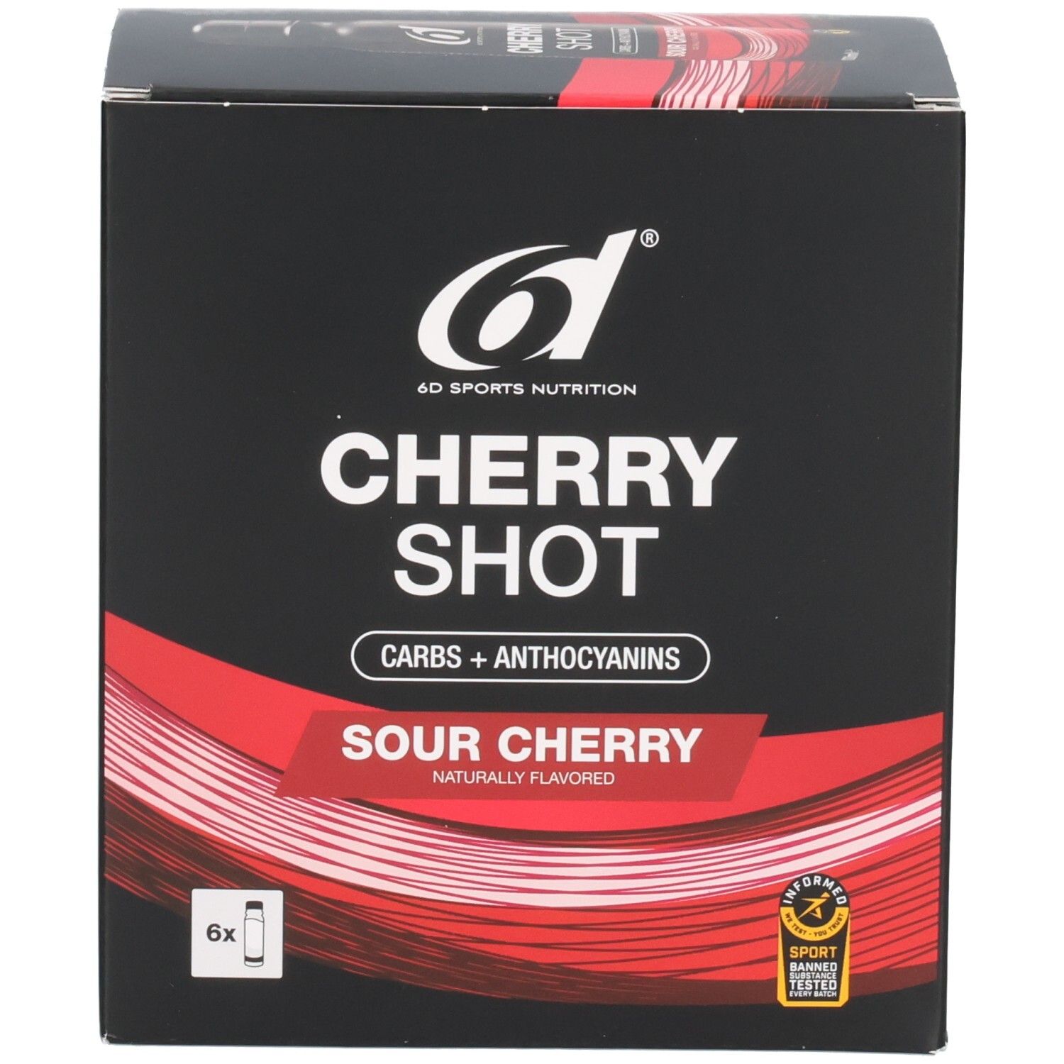 Voorkant van de 6D Cherry Shot Sour Cherry doos.