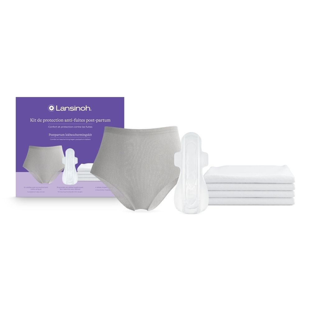 Lansinoh Postpartum Beschermingskit: slip, 18 inlegkruisjes, 4 waterdichte onderleggers.