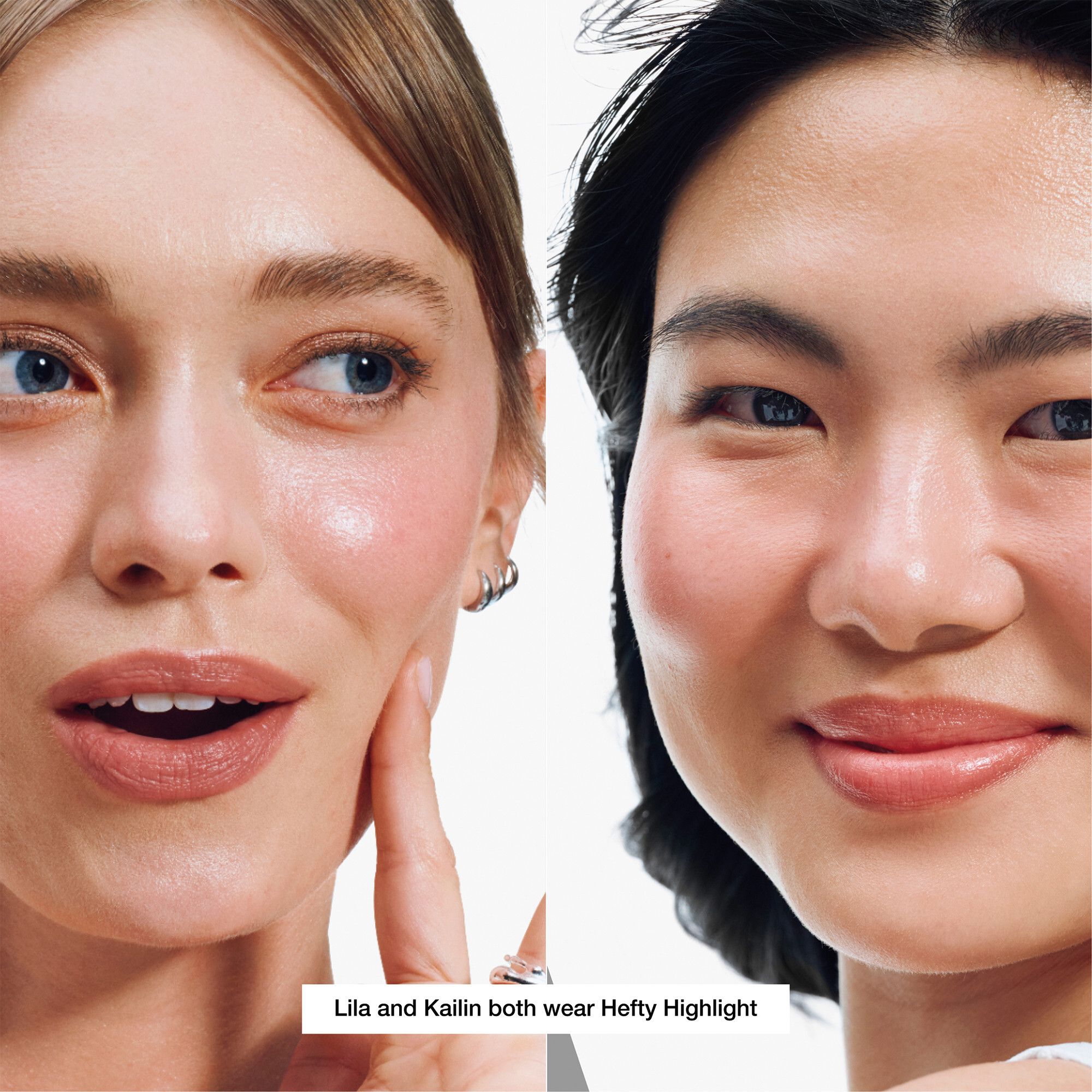 Deux femmes avec highlighter. Lila et Kailin portent Hefty Highlight. Sur fond clair.