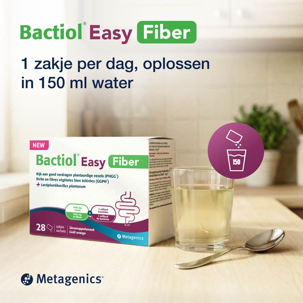 Verschillende Bactiol producten. Bactiol Easy Fiber, Plus, Duo, Women, Complete en andere.
