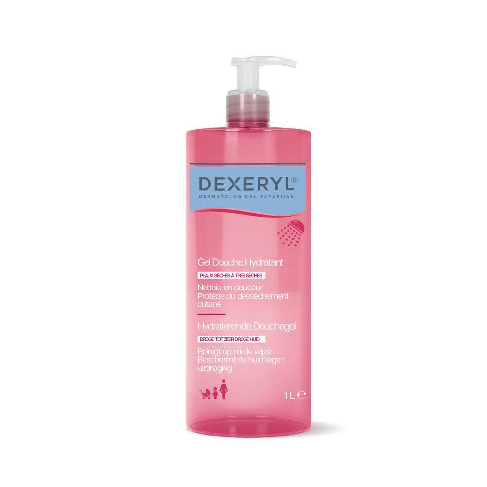 Gel douche hydratant Dexeryl, flacon pompe 1L.