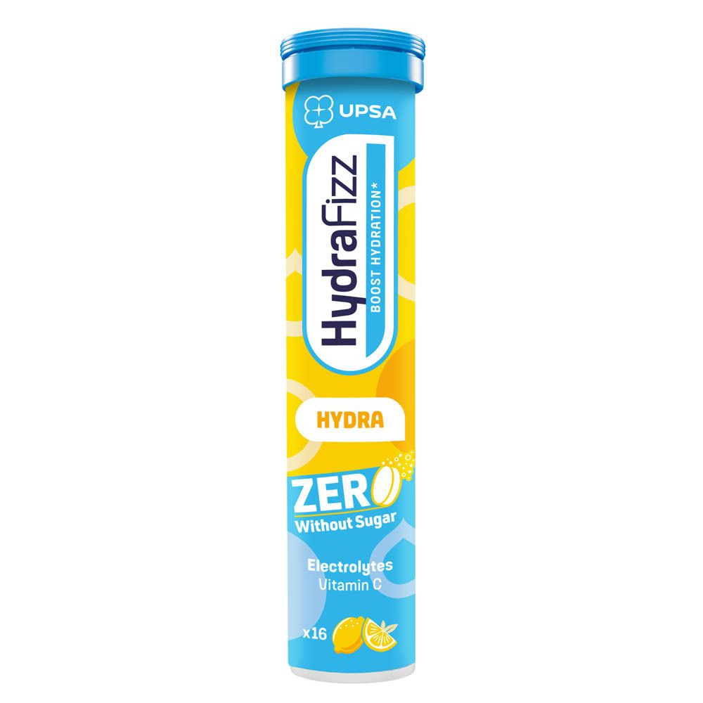 Tube HydraFizz Hydra Zero de 16 comprimés effervescents, électrolytes et vitamine C.