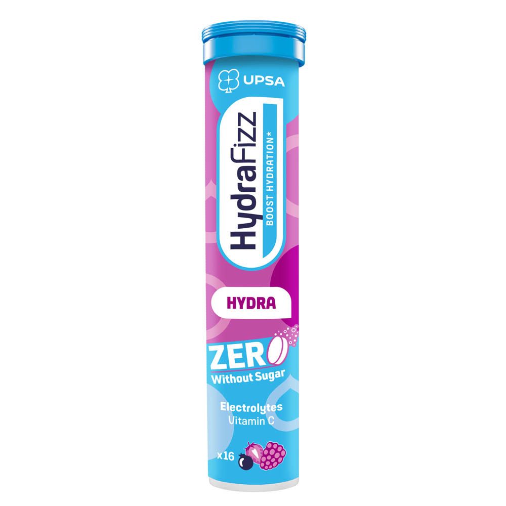 Buisje met bruistabletten "HydraFizz", suikervrij, met elektrolyten en vitamine C.