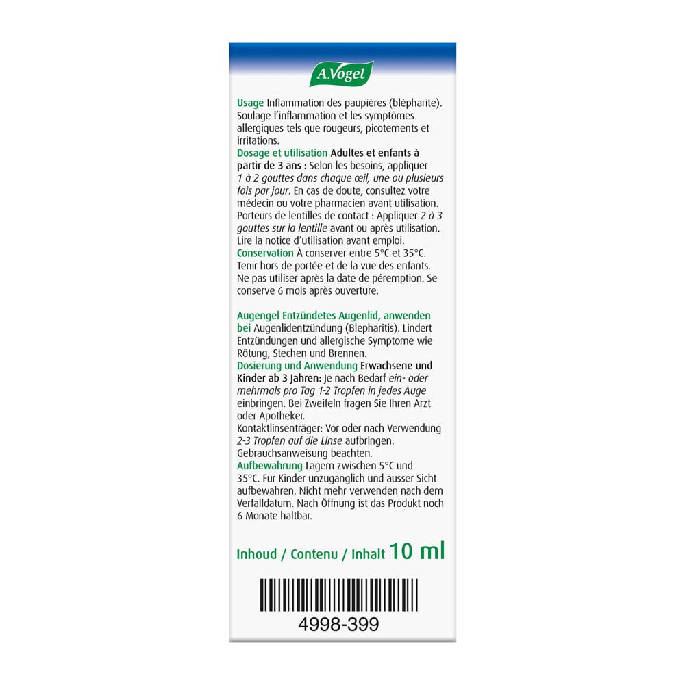 A.Vogel Gel pour les yeux paupière enflammée. 10 ml.