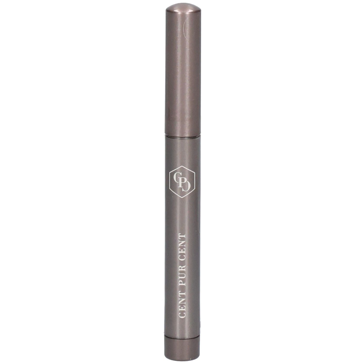 Grijze stick met zilveren logo en tekst 'CENT PUR CENT'.