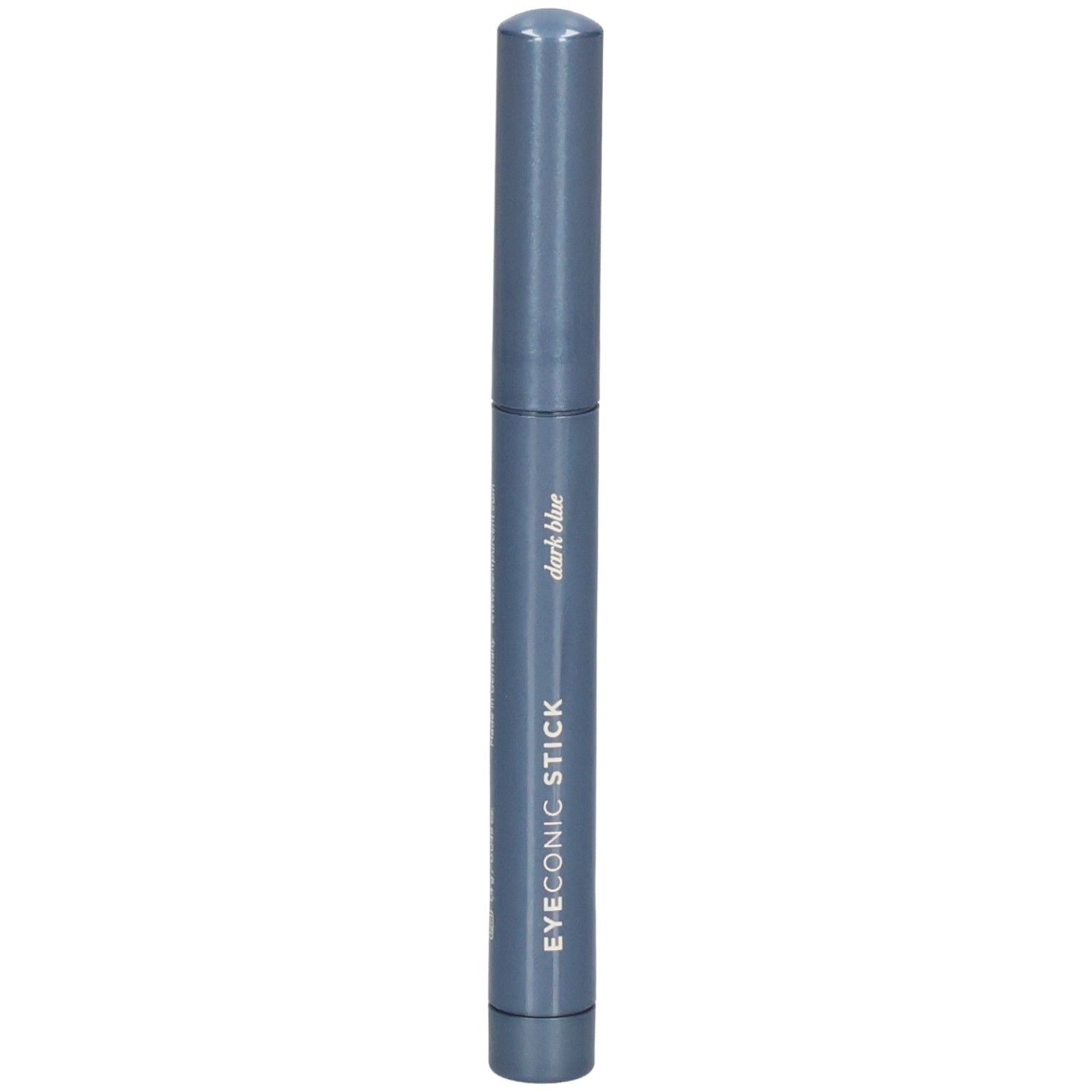 Donkerblauwe pen met opschrift 'EYECONIC STICK dark blue'.