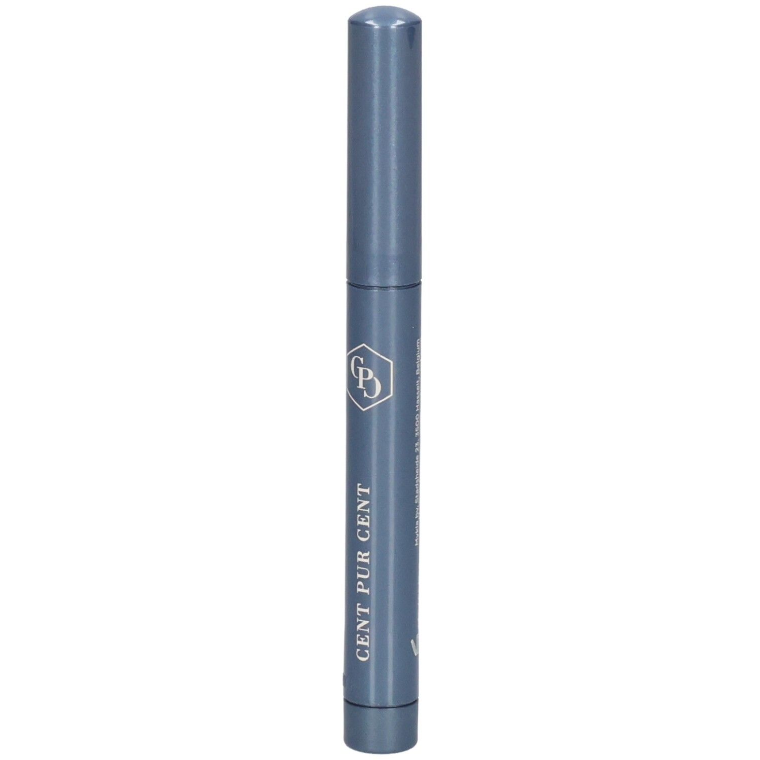 Donkerblauwe pen met zilveren logo en opschrift 'CENT PUR CENT'.