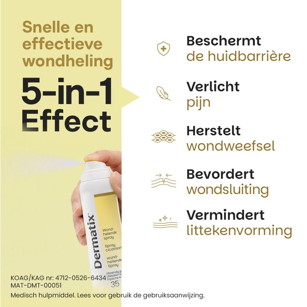Dermatix Wond-helende Spray: Sprayfles met dop eraf, 35 ml.