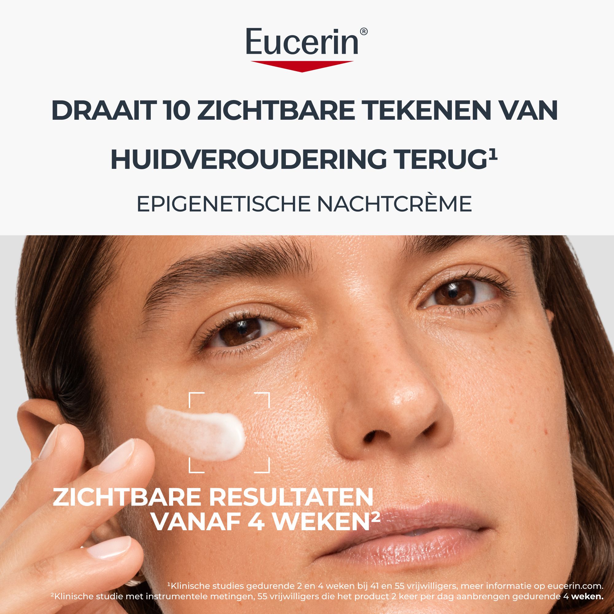 Eucerin Hyaluron-Filler + Longevity Nachtcrème flacon met pompje, voorkant.