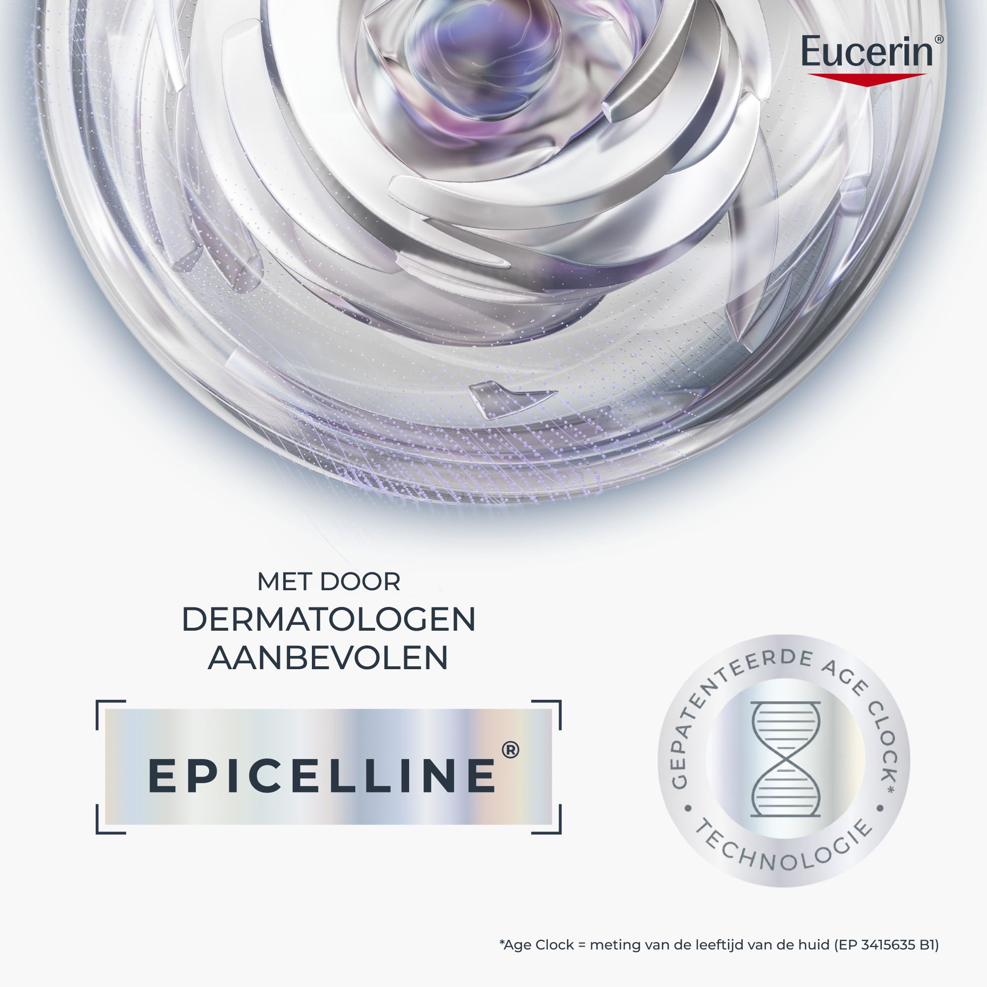 Gedetailleerd zicht van Eucerin Age Clock technologie met Epicelline.