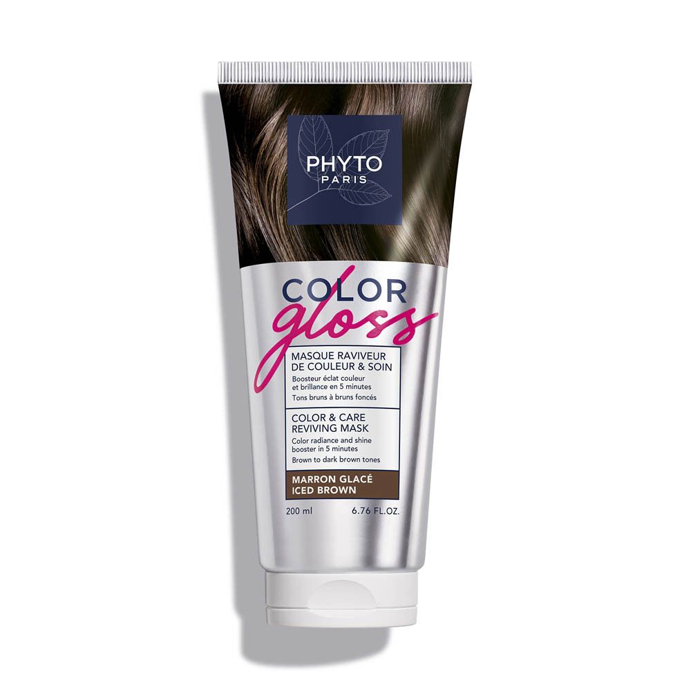 Phyto Color Gloss Iced Brown 200ml tube. Haarmasker voor kleurverzorging en glansherstel.