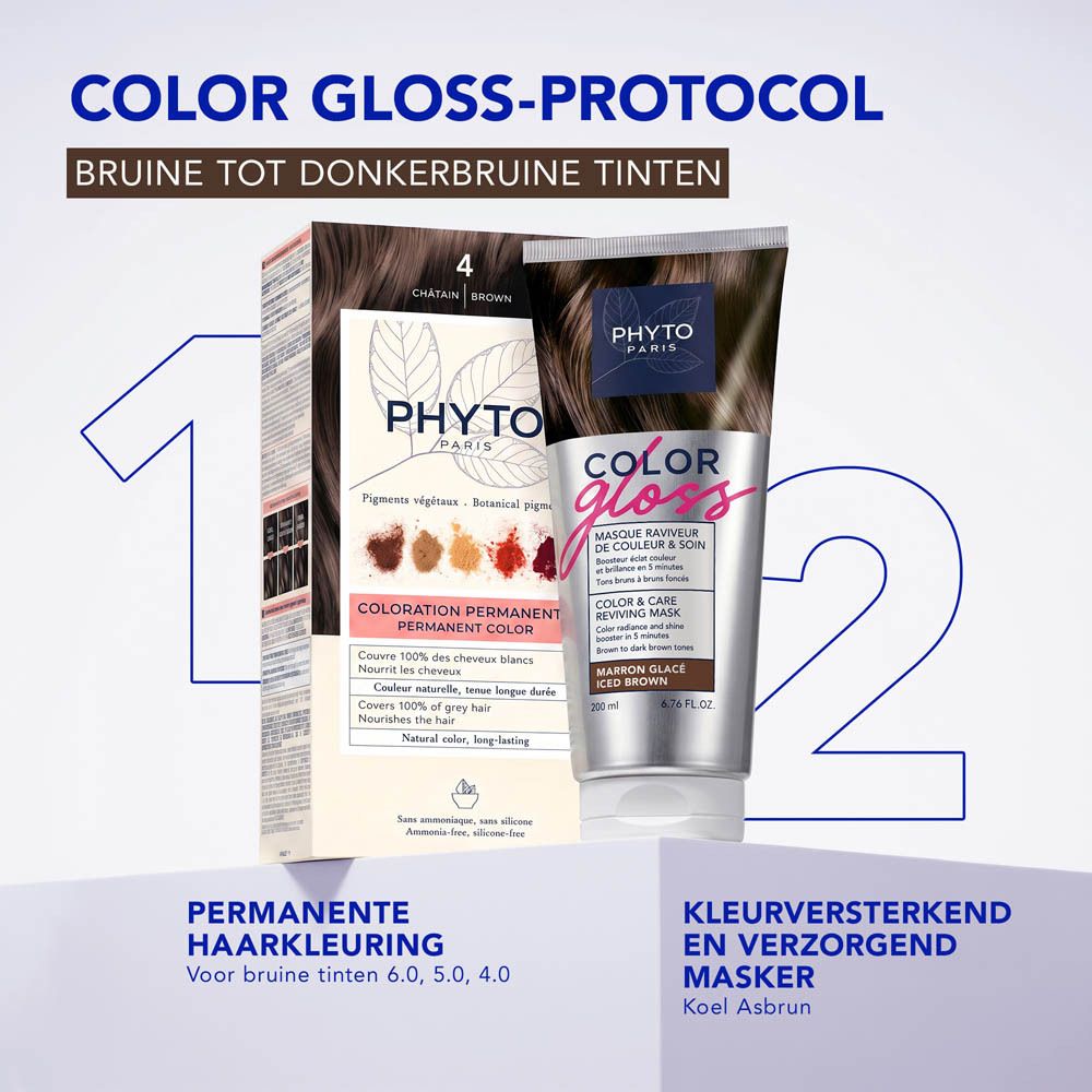 Phyto Paris Color Gloss masker in Marron Glacé (IJsbruin) in een tube.