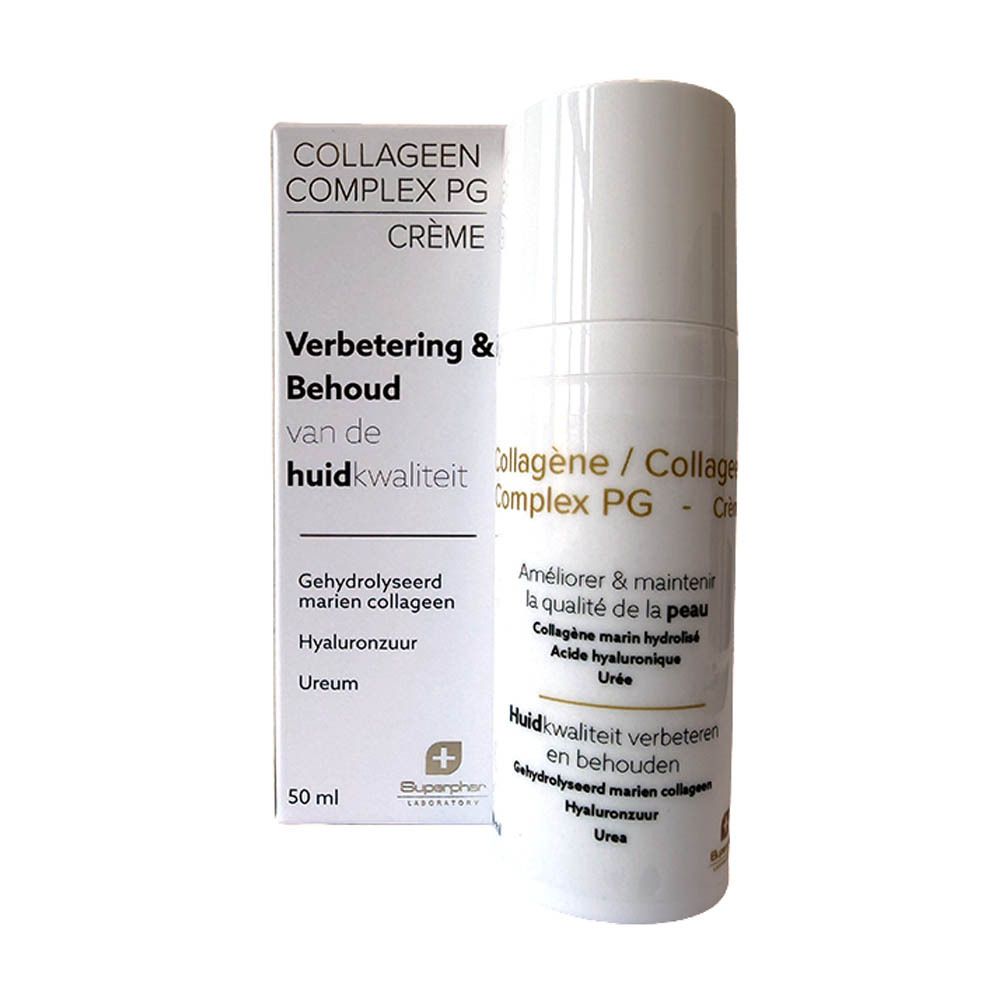 Fles met pompdispenser, Superphar Collagène Complex PG Crème, 50 ml.