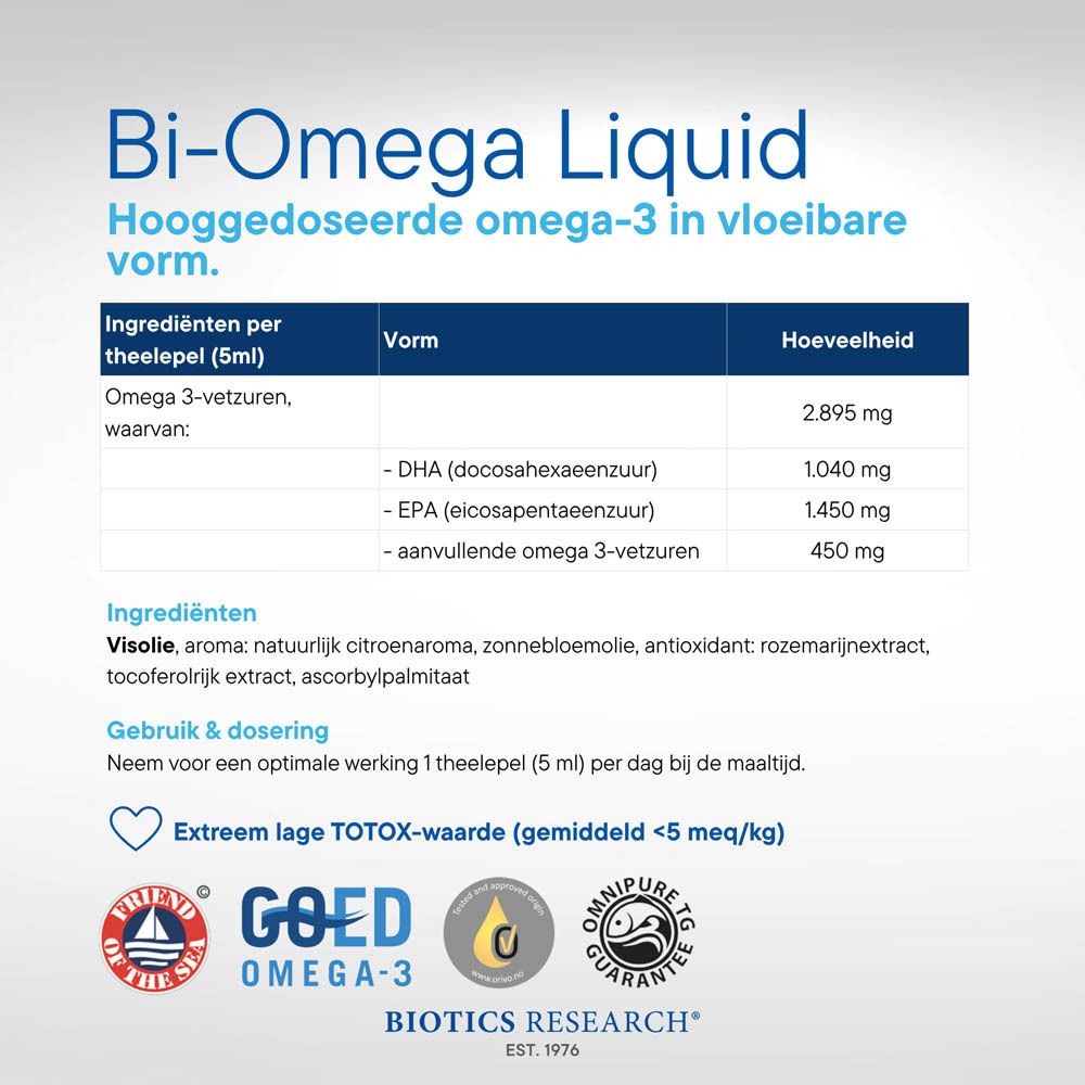 Amberkleurige glazen fles met witte dop, etiket met productnaam en details in het Nederlands.