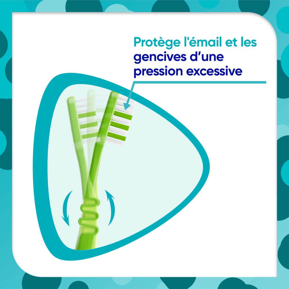 Brosse à dents Sensodyne enfant, col flexible pour protéger dents et gencives.