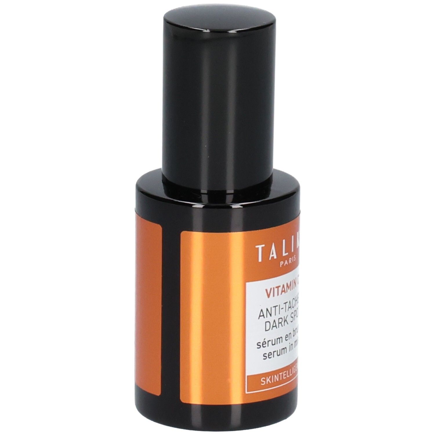 Flacon avec étiquette orange, Talika Paris Vitamine C Anti-Taches Dark Spot.