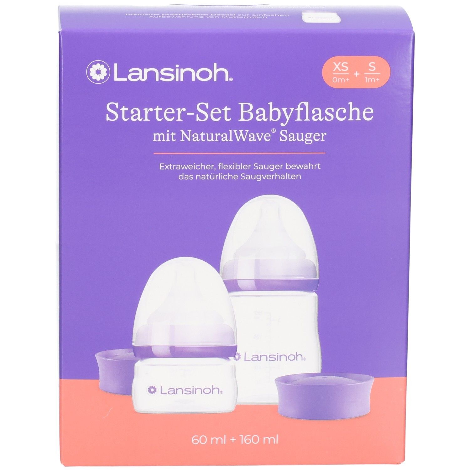 Lansinoh Starter-Set Biberons avec tétines NaturalWave, 60 ml + 160 ml. Sans BPA/BPS.