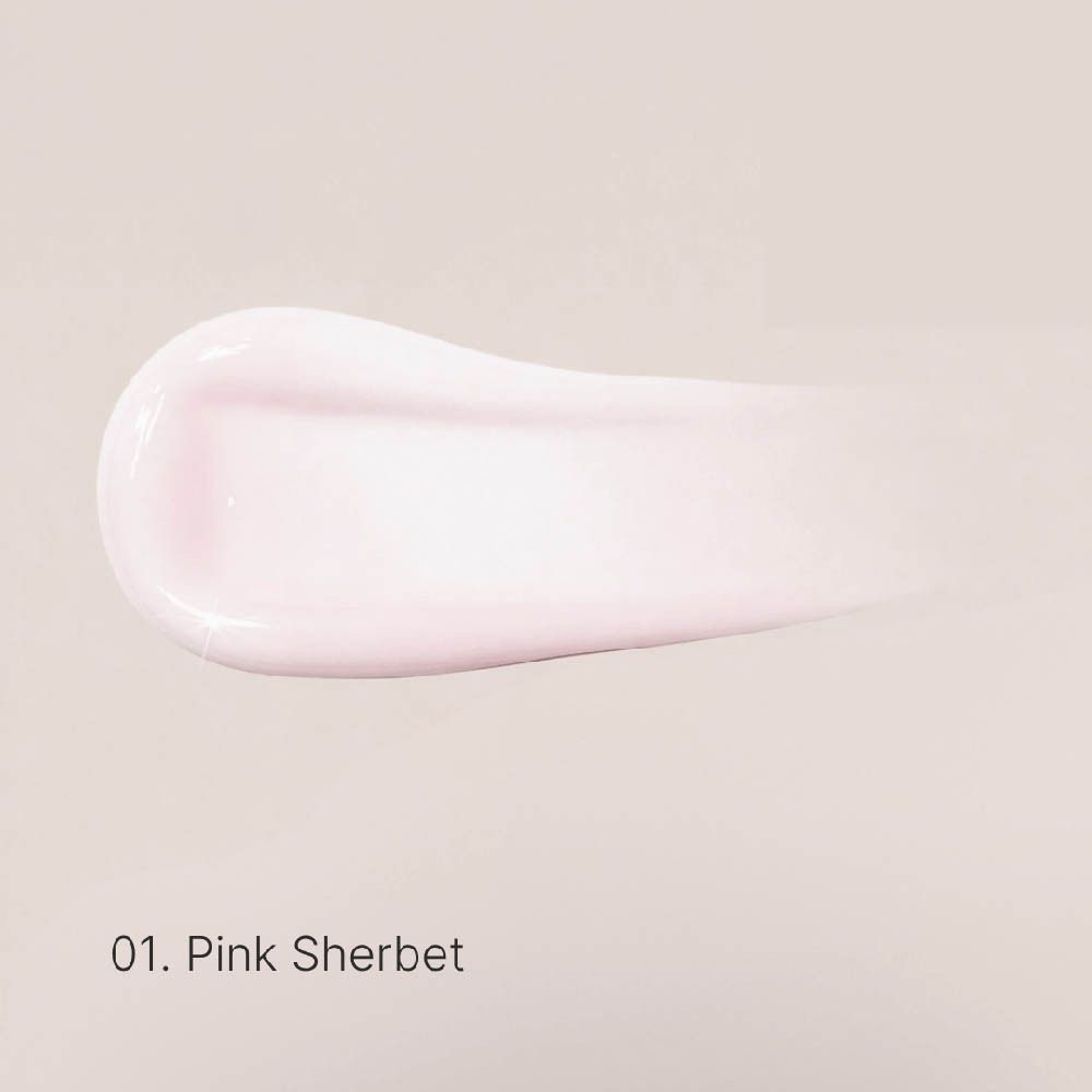 Kleurstaal van de Couleurs de Noir Peptide Lip Glaze 01 Pink Sherbet.