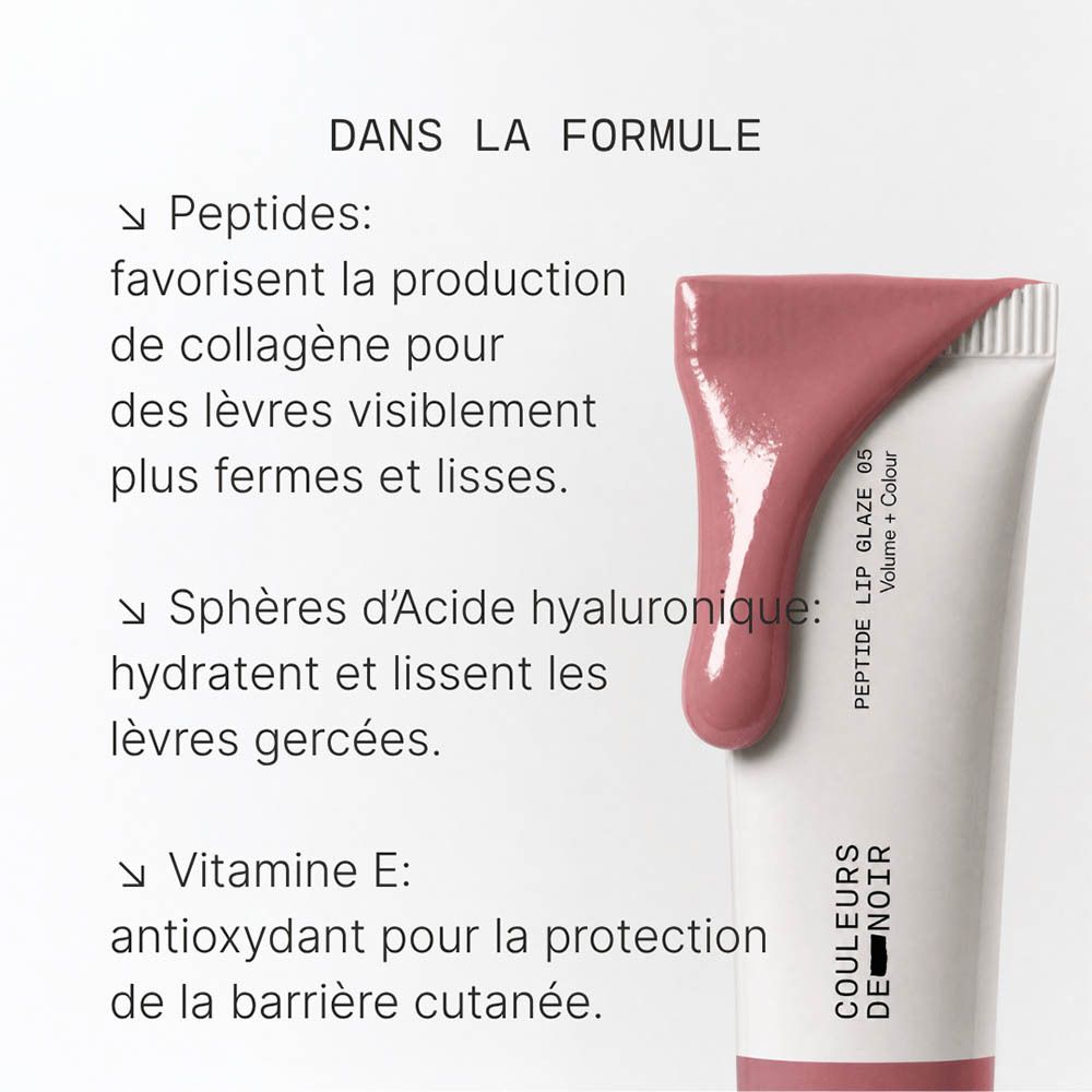 Échantillon de couleur du Couleurs de Noir Peptide Lip Glaze 01.