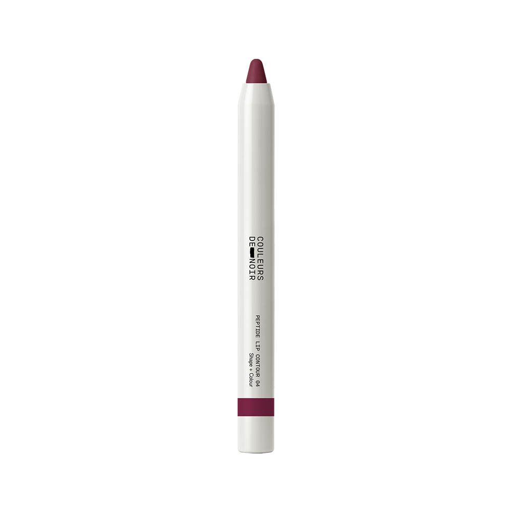 Crayon à lèvres 'Couleurs de Noir Peptide Lip Contour 04 Velvet Plum' dans son emballage.