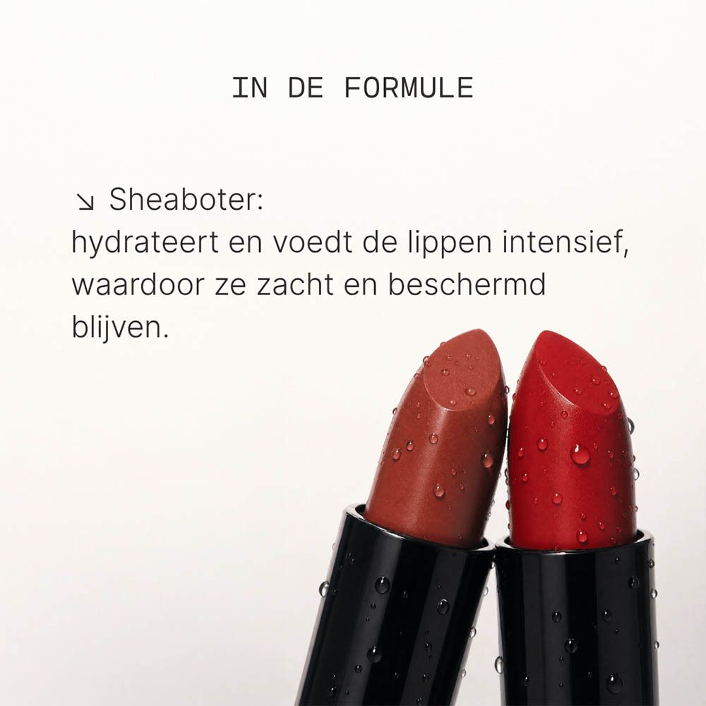 Verpakking lipstick SPF30, hydraterende formule, sheaboter.