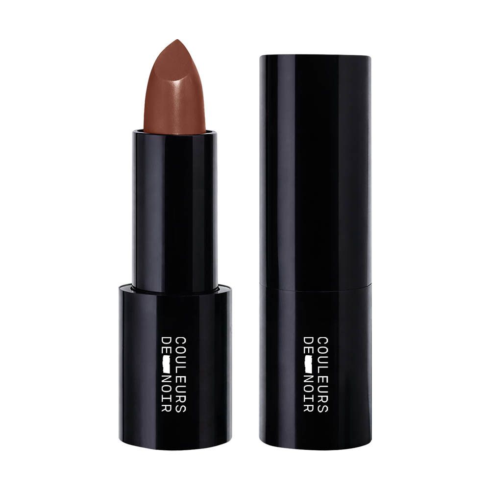 Zwarte lippenstift met dop, merk 'Couleurs de Noir' zichtbaar.