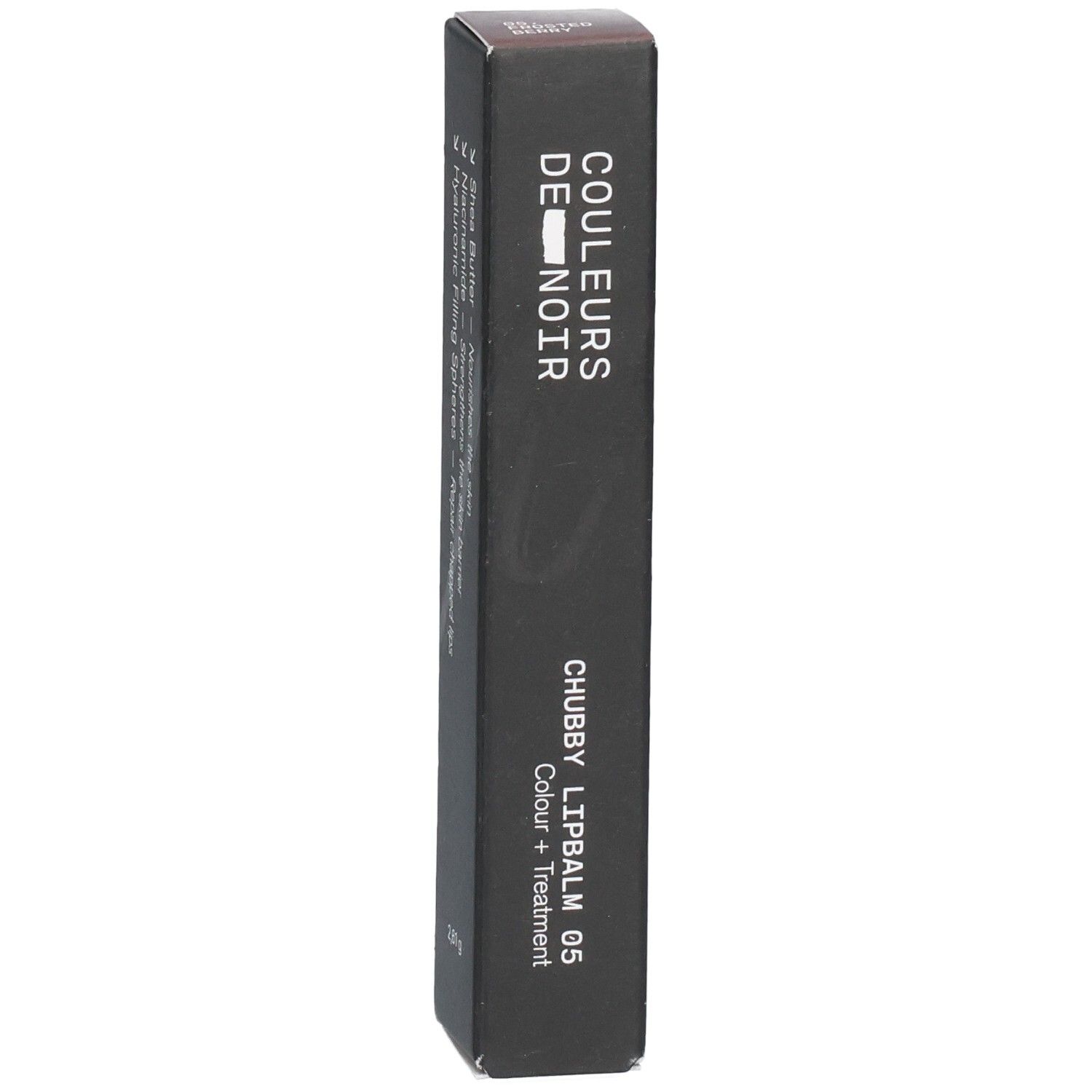 Emballage noir pour COULEURS DE NOIR CHUBBY LIPBALM 05, Couleur + Soin.