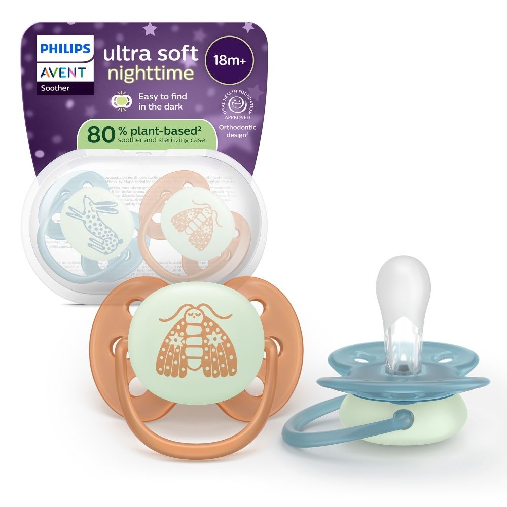 Philips AVENT Ultra Soft Night Time-fopspeen +18 m | Oranje/blauw