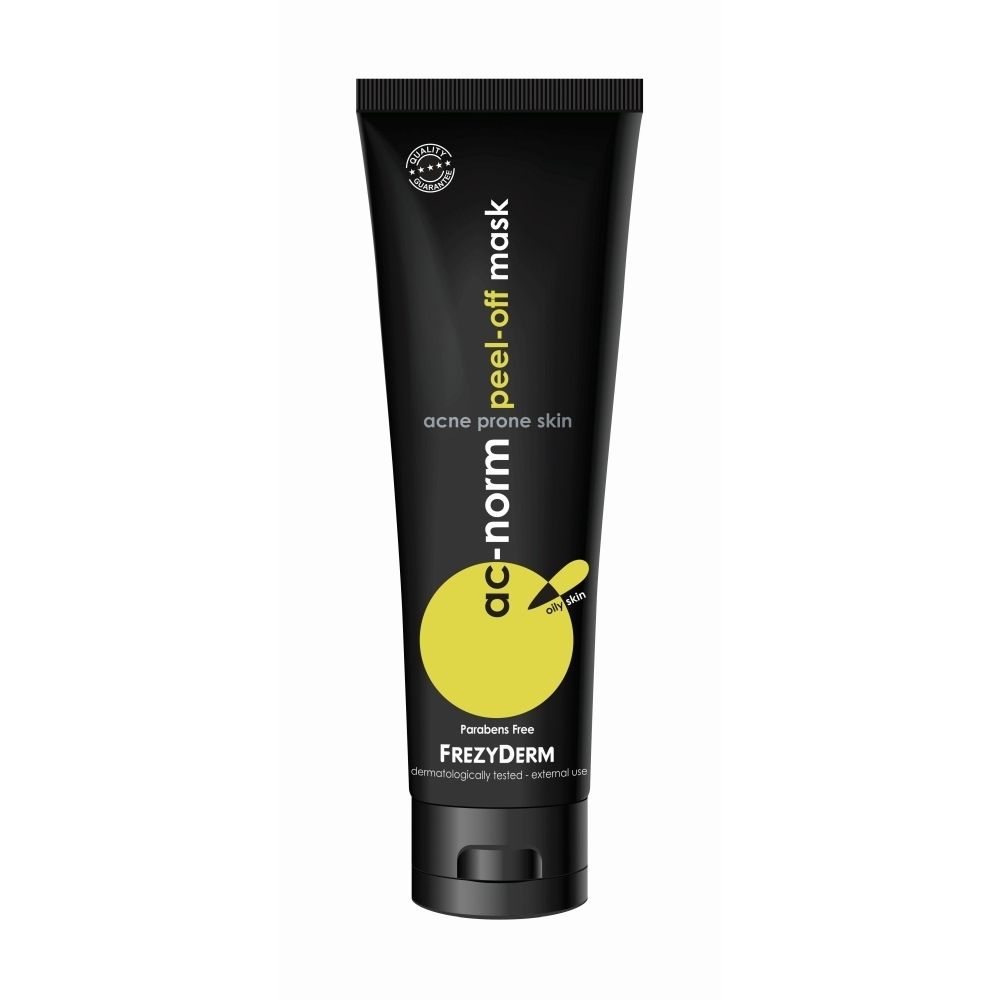 Frezyderm Ac-Norm Peel-Off Mask voor onzuivere huid in zwarte tube.