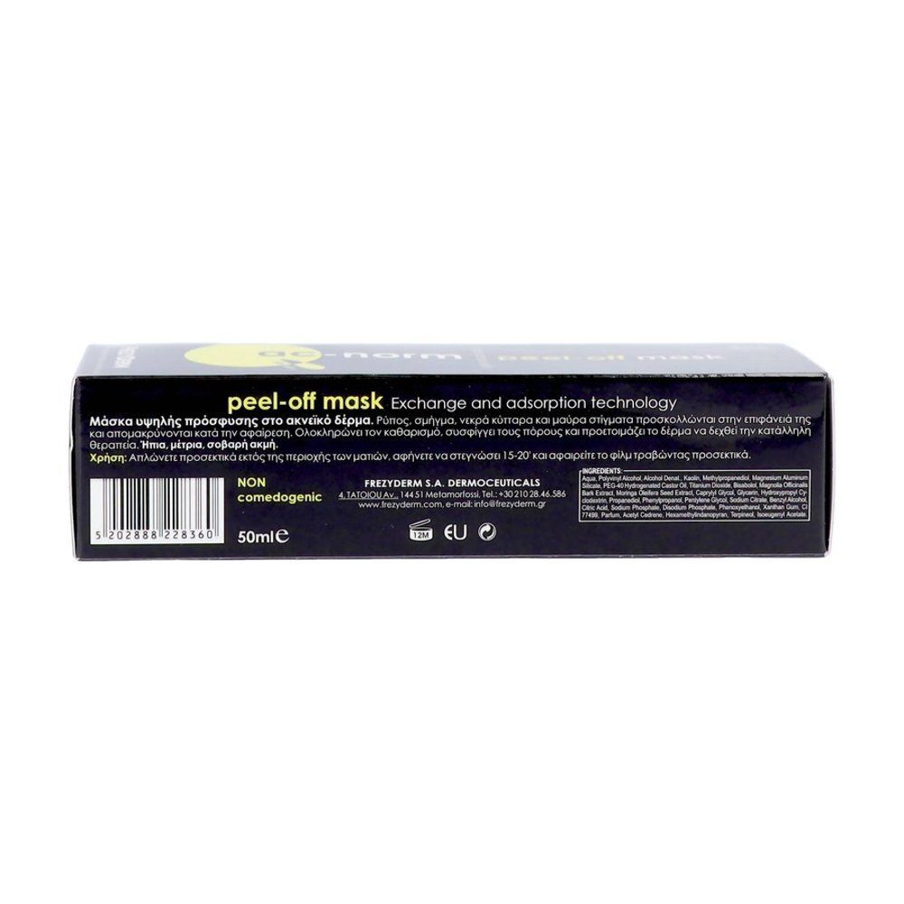 Frezyderm Ac-Norm Peel-Off Mask en verpakking voor onzuivere huid.
