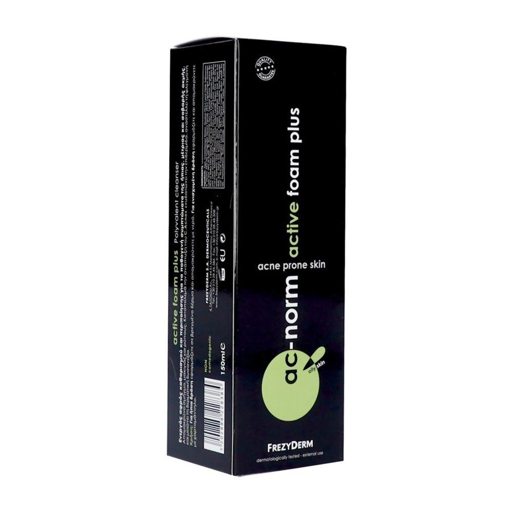 Frezyderm Ac-Norm Active Foam Plus fles met pompdos, voorkant.