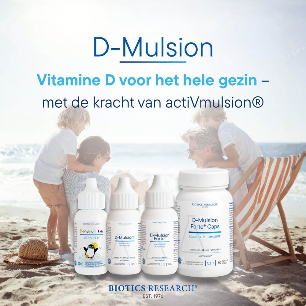 D-Mulsion Kids Vitamine D3 druppels flesje met pinguïn-afbeelding, Nederlandse tekst.