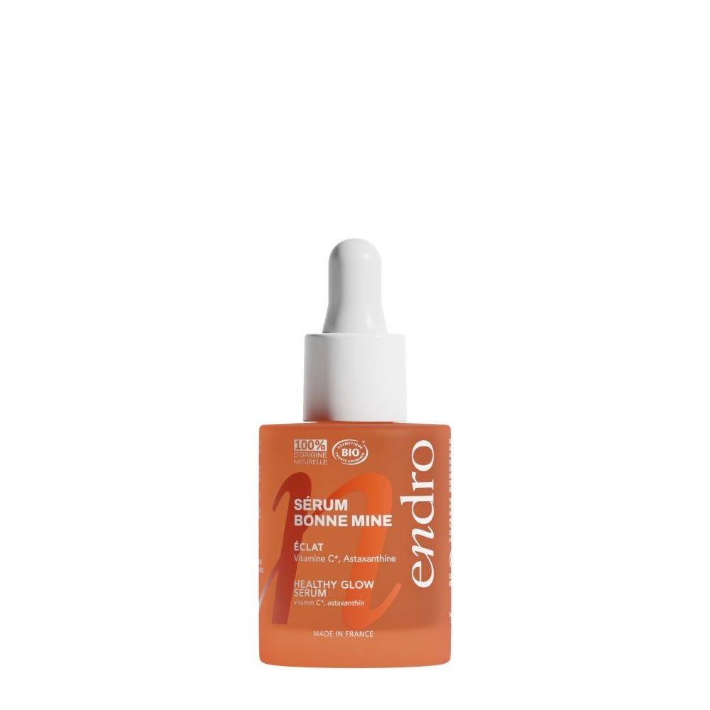 Flacon Endro Healthy Glow Serum, face avant avec désignation française.
