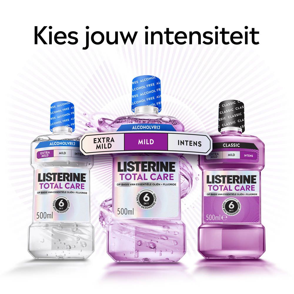 Listerine Total Care Extra Mild, alcoholvrij, 500ml fles.