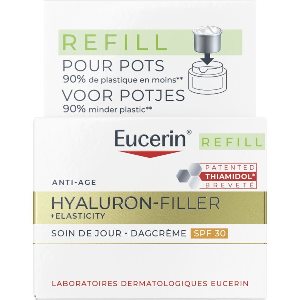 Eucerin Hyaluron-Filler + Elasticity dagcrème SPF 30 in een pot.