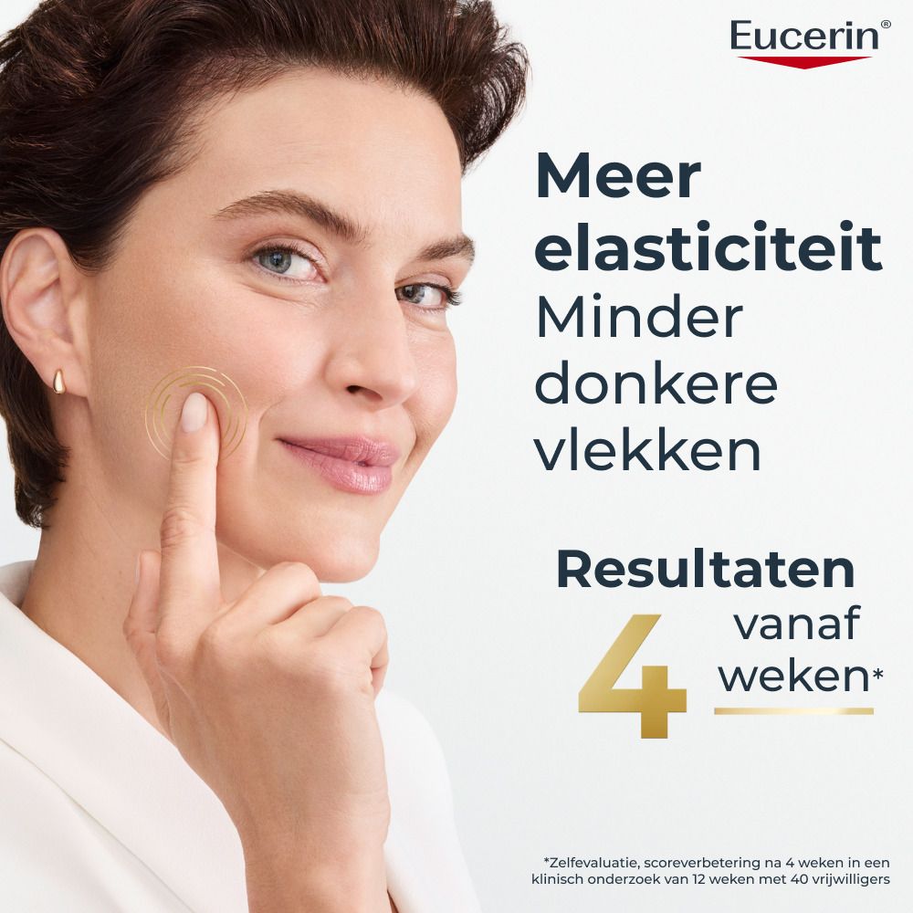 Eucerin Hyaluron-Filler + Elasticity dagcrème met SPF 30 in een hand.