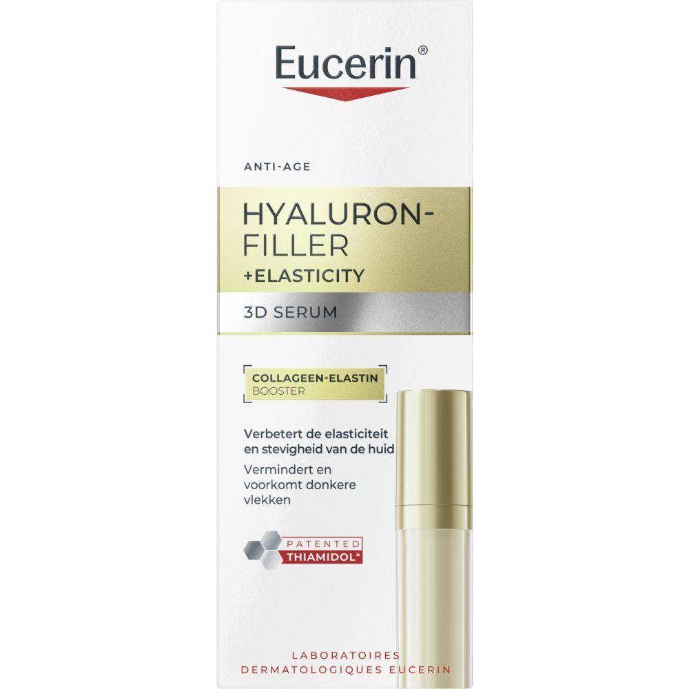 Eucerin Hyaluron-Filler + Elasticity 3D serum met collageen-elastine booster. Flesje met pompje. Anti-aging.