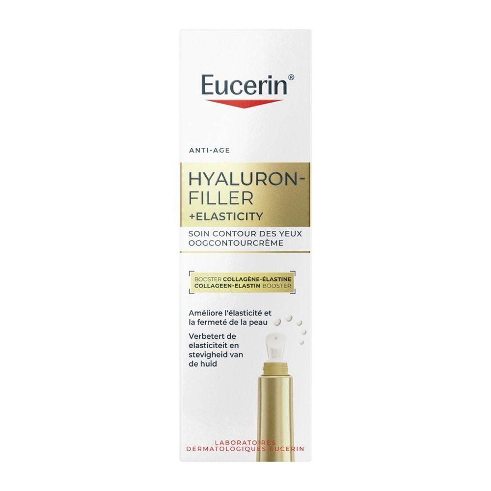 Crème contour des yeux Eucerin Hyaluron-Filler + Elasticity avec sa boîte.