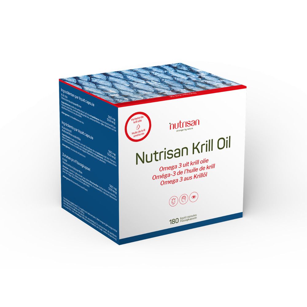 Emballage Nutrisan Krill Oil, face avant avec nom du produit et mention Oméga 3.