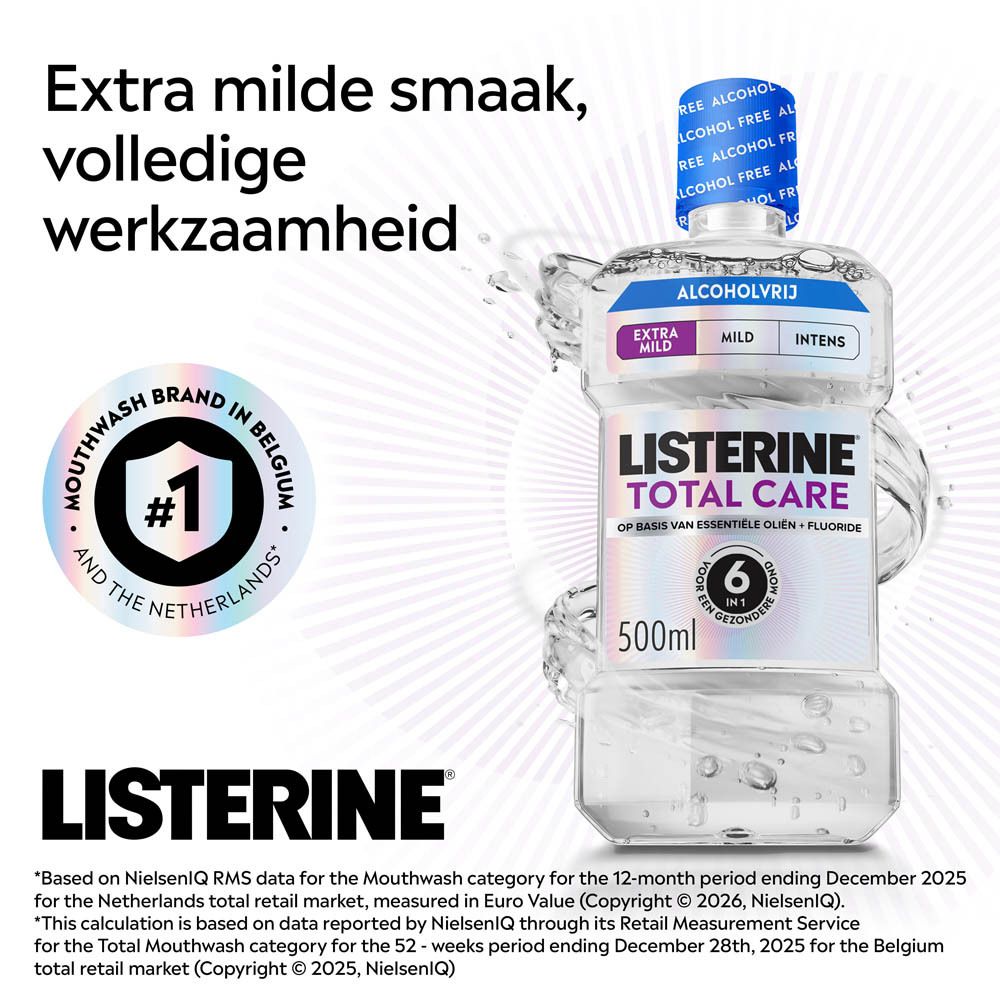 Listerine Total Care Extra Mild mondspoeling: 6-in-1 werking voor een gezonde mond.