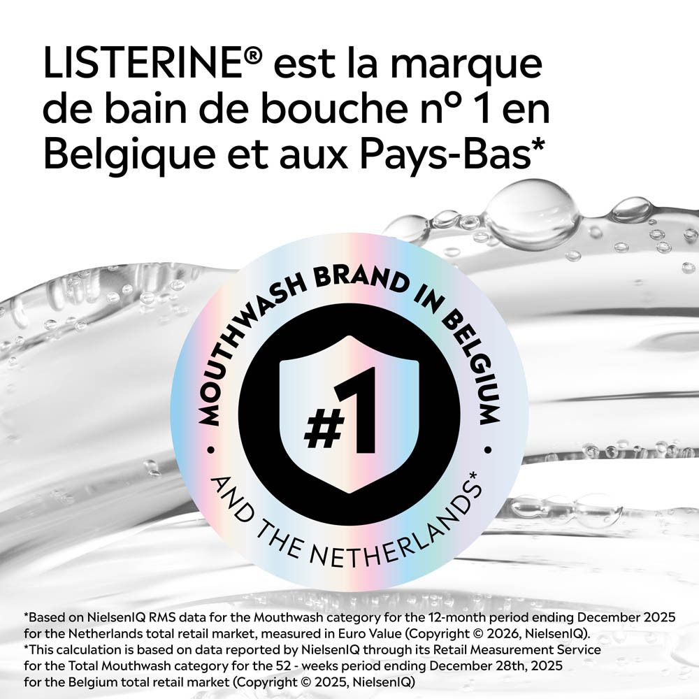 Bain de bouche Listerine Total Care Extra Doux : marque de bain de bouche n°1 en Belgique et Pays-Bas.