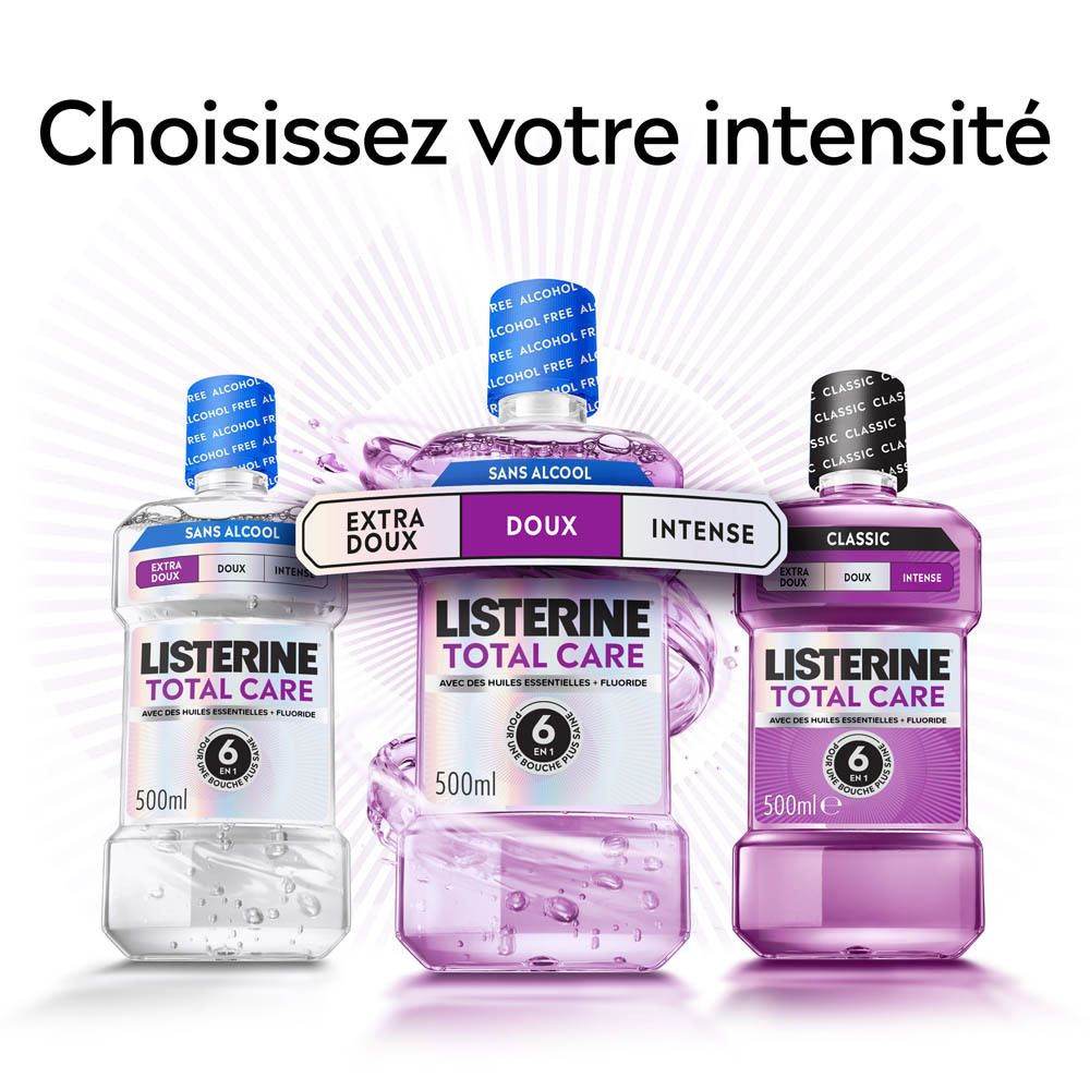Bain de bouche Listerine Total Care Extra Doux : choisissez votre intensité.