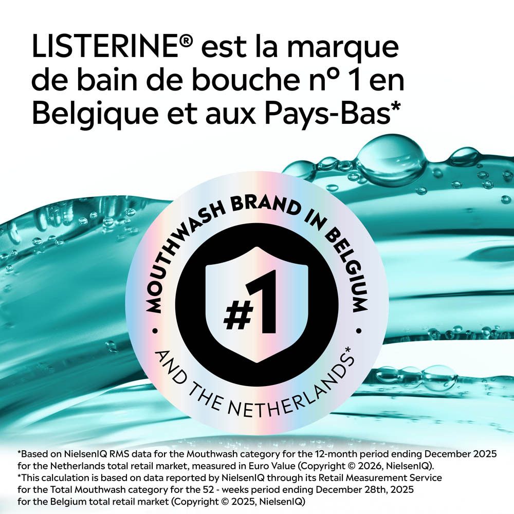 Listerine: La marque de bain de bouche numéro 1 en Belgique et aux Pays-Bas.