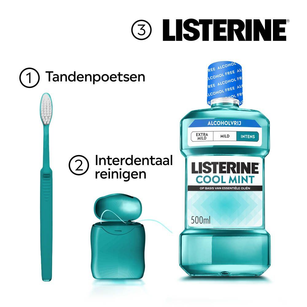 Turquoise tandenborstel en turquoise flosdraadhouder.