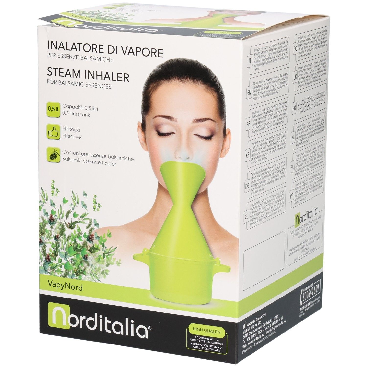 ALPHAMEGA Inhalateur à vapeur pour essences balsamiques, réservoir 0,5L, avec support pour essences.