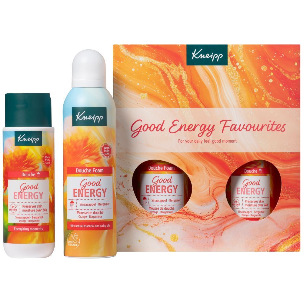 Kneipp douche schuim Good Energy en douchegel Good Energy.