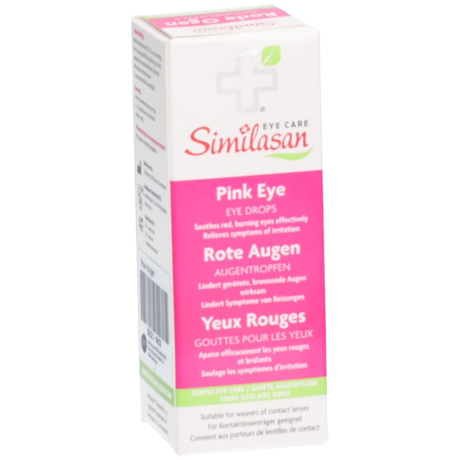 Similasan Rode Ogen Oogdruppels verpakking. Geschikt voor contactlensdragers. 10ml.